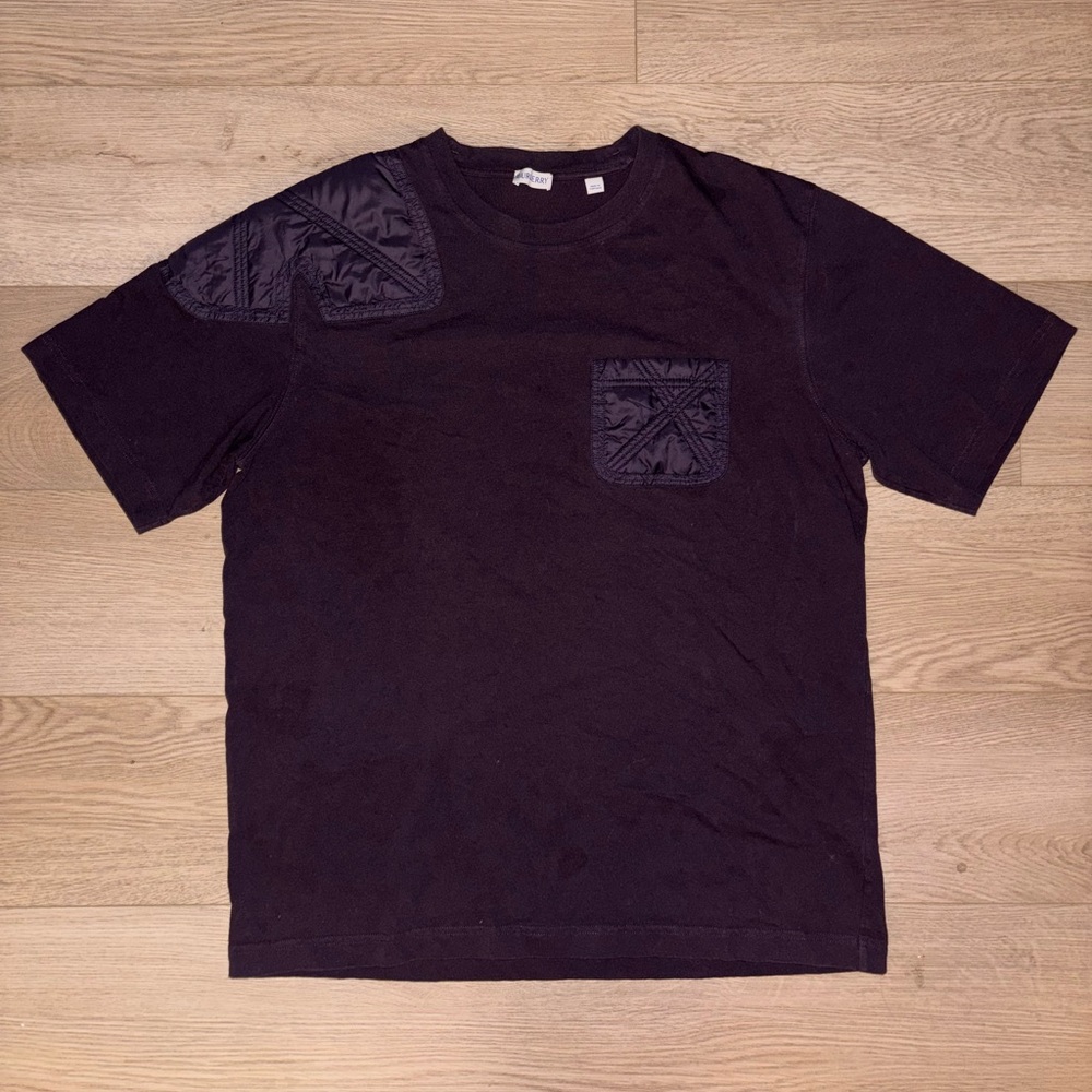 Burberry Check Paneled Cotton Purple T-Shirt